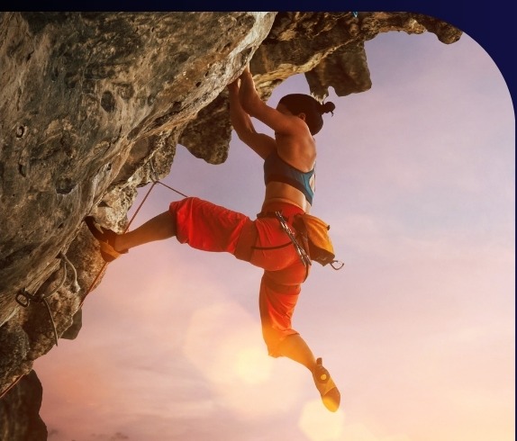 Rock climber representing risk indicators